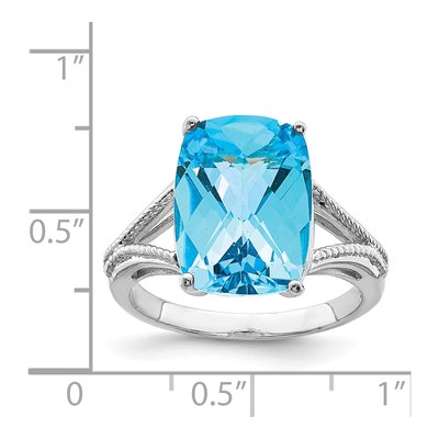 Sterling Silver Swiss Blue Topaz Checkerboard Ring – view 4
