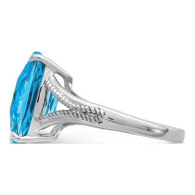 Sterling Silver Swiss Blue Topaz Checkerboard Ring – view 5