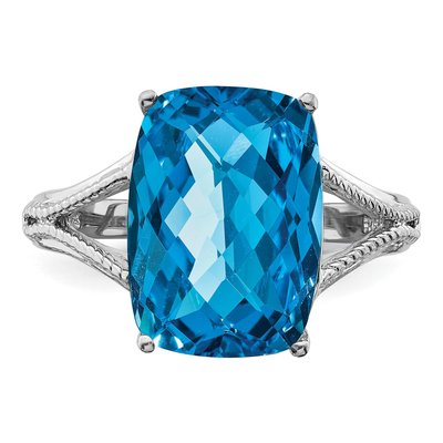 Sterling Silver Swiss Blue Topaz Checkerboard Ring – view 6