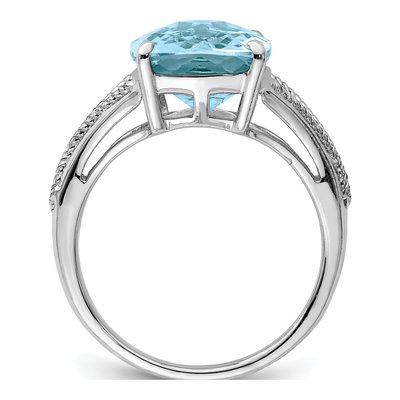 Sterling Silver Sky Blue Topaz Checker-Cut Ring – view 3