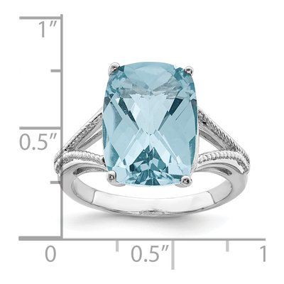 Sterling Silver Sky Blue Topaz Checker-Cut Ring – view 4