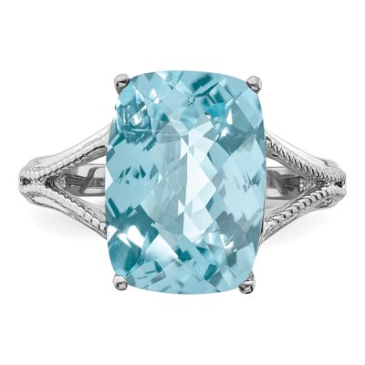 Sterling Silver Sky Blue Topaz Checker-Cut Ring – view 6