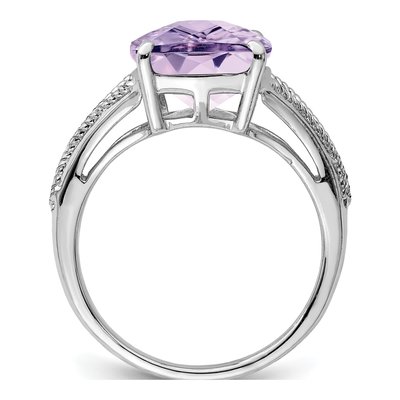 Sterling Silver Rose de France Amethyst Checker-Cut Ring – view 3