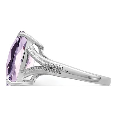 Sterling Silver Rose de France Amethyst Checker-Cut Ring – view 4