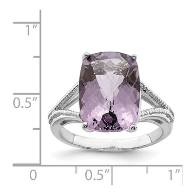 Sterling Silver Rose de France Amethyst Checker-Cut Ring – view 5