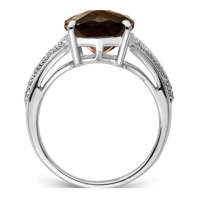 Sterling Silver Smoky Quartz Checkerboard Ring – view 3
