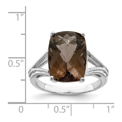 Sterling Silver Smoky Quartz Checkerboard Ring – view 4