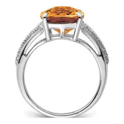 Sterling Silver Whiskey Quartz Whiskey Checker-Cut Ring – view 3
