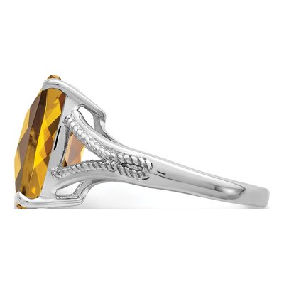 Sterling Silver Whiskey Quartz Whiskey Checker-Cut Ring – view 4