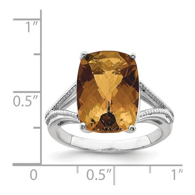 Sterling Silver Whiskey Quartz Whiskey Checker-Cut Ring – view 5