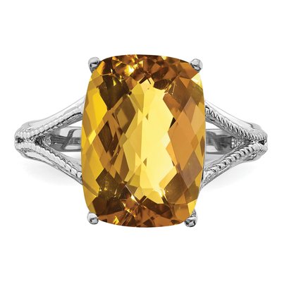 Sterling Silver Whiskey Quartz Whiskey Checker-Cut Ring – view 6