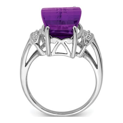 Sterling Silver Amethyst & Diamond Ring – view 3