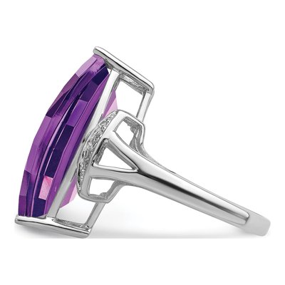Sterling Silver Amethyst & Diamond Ring – view 4