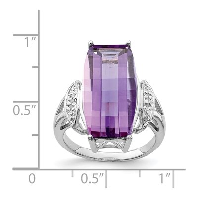 Sterling Silver Amethyst & Diamond Ring – view 5
