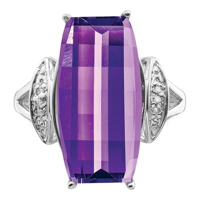 Sterling Silver Amethyst & Diamond Ring – view 6
