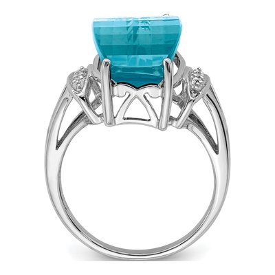 Sterling Silver Sky Blue Topaz & Diamond Ring – view 3