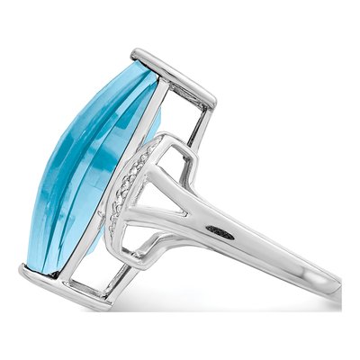 Sterling Silver Sky Blue Topaz & Diamond Ring – view 4