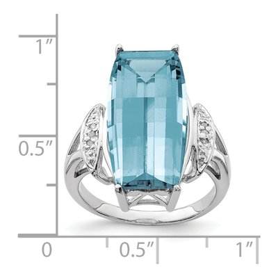 Sterling Silver Sky Blue Topaz & Diamond Ring – view 5