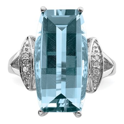Sterling Silver Sky Blue Topaz & Diamond Ring – view 6