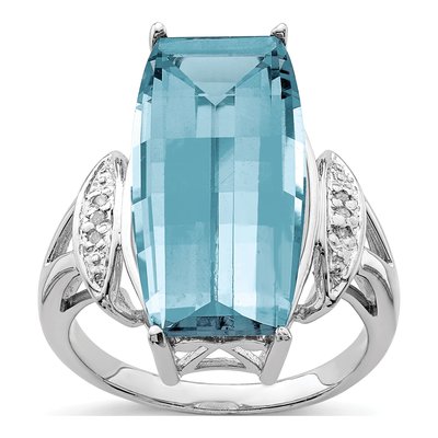 Sterling Silver Sky Blue Topaz & Diamond Ring