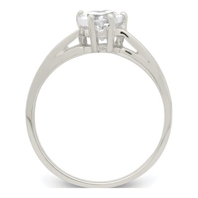 Sterling Silver CZ Heart Solitaire Ring – view 3