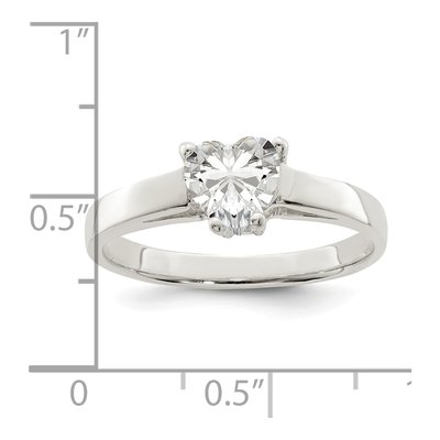 Sterling Silver CZ Heart Solitaire Ring – view 4