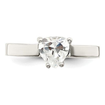 Sterling Silver CZ Heart Solitaire Ring – view 6