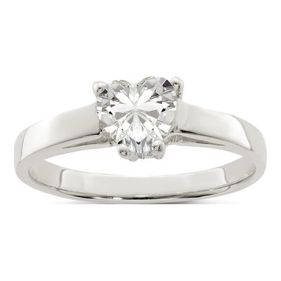 Sterling Silver CZ Heart Solitaire Ring