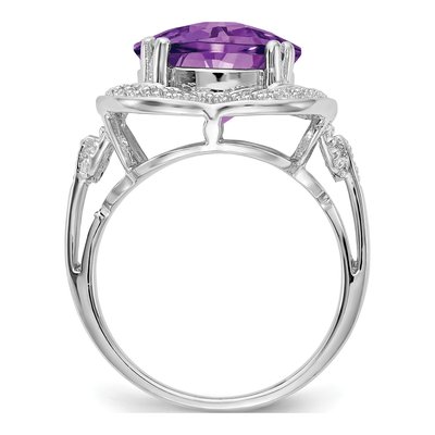 Sterling Silver Amethyst Checkerboard-Cut Ring – view 3