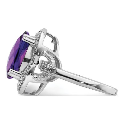 Sterling Silver Amethyst Checkerboard-Cut Ring – view 4