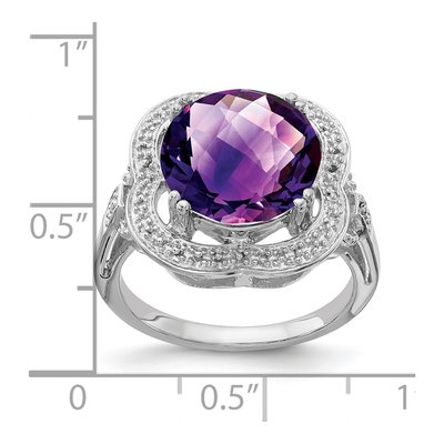 Sterling Silver Amethyst Checkerboard-Cut Ring – view 5