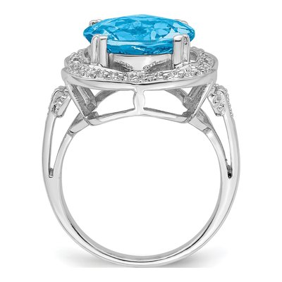 Sterling Silver Swiss Blue Topaz Checker-Cut Ring – view 3