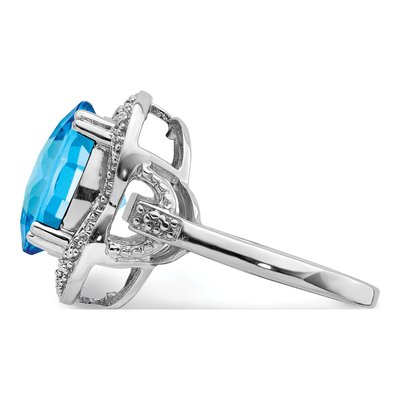 Sterling Silver Swiss Blue Topaz Checker-Cut Ring – view 4