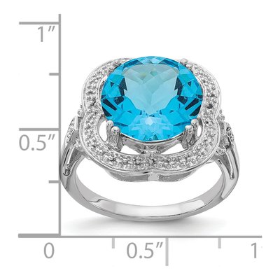 Sterling Silver Swiss Blue Topaz Checker-Cut Ring – view 5