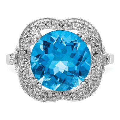 Sterling Silver Swiss Blue Topaz Checker-Cut Ring – view 6