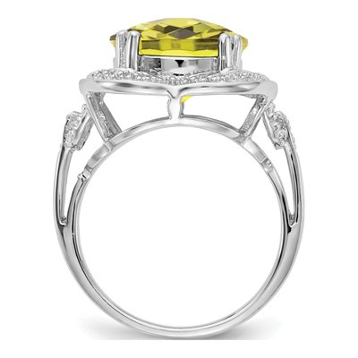 Sterling Silver Lemon Quartz Lemon Checkerboard Ring – view 3