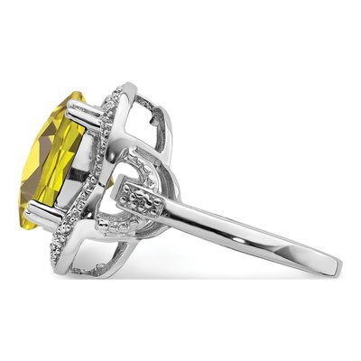Sterling Silver Lemon Quartz Lemon Checkerboard Ring – view 4