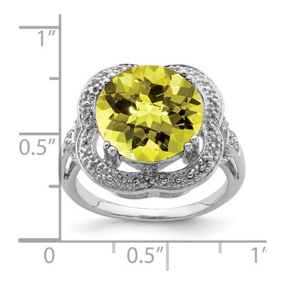 Sterling Silver Lemon Quartz Lemon Checkerboard Ring – view 5