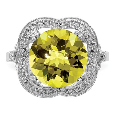 Sterling Silver Lemon Quartz Lemon Checkerboard Ring – view 6