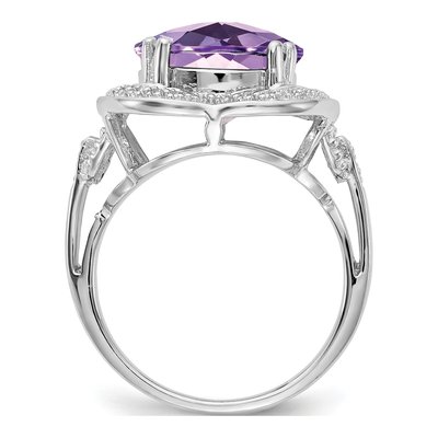 Sterling Silver Rose de France Amethyst Checkerboard Ring – view 3