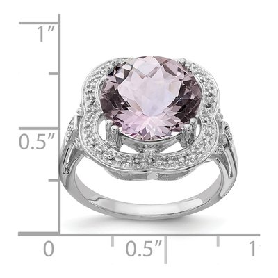 Sterling Silver Rose de France Amethyst Checkerboard Ring – view 4