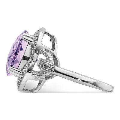 Sterling Silver Rose de France Amethyst Checkerboard Ring – view 5