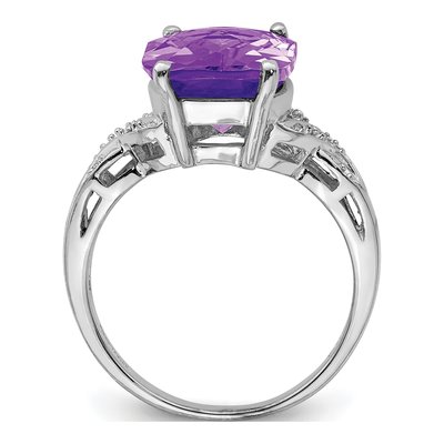Sterling Silver Amethyst Checker-Cut Ring – view 2