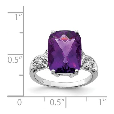 Sterling Silver Amethyst Checker-Cut Ring – view 3