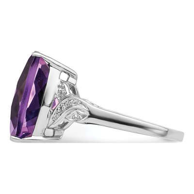 Sterling Silver Amethyst Checker-Cut Ring – view 4
