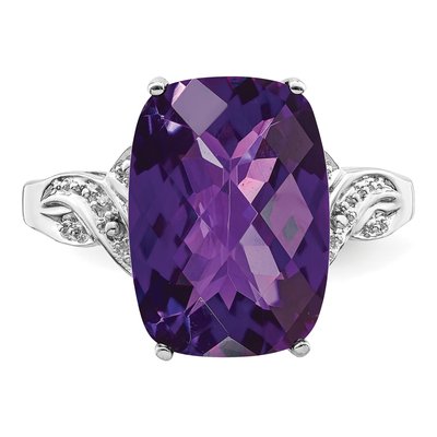 Sterling Silver Amethyst Checker-Cut Ring – view 5