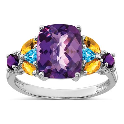 Sterling Silver Amethyst & Citrine Ring