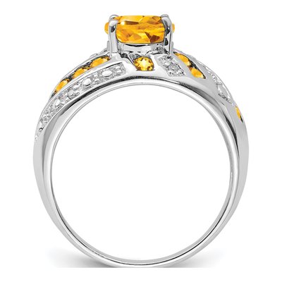 Sterling Silver Citrine & Diamond Ring – view 3