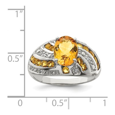Sterling Silver Citrine & Diamond Ring – view 4
