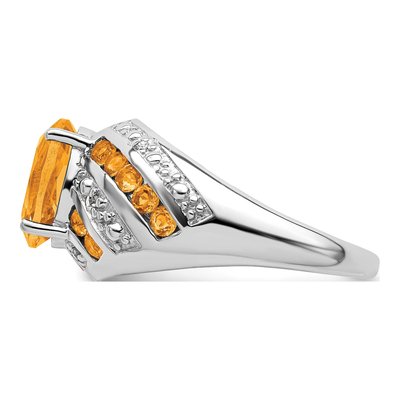 Sterling Silver Citrine & Diamond Ring – view 5